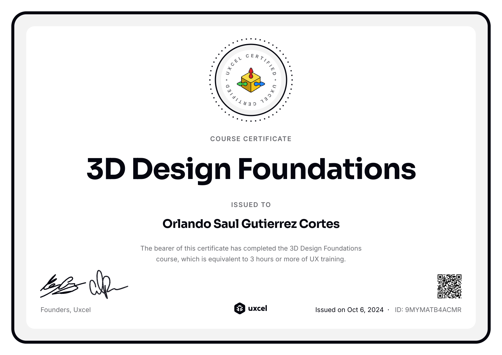 Orlando Saul Gutierrez Cortes's certificate